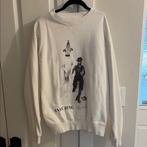 Anine Bing White Graphic Crewneck Sweater